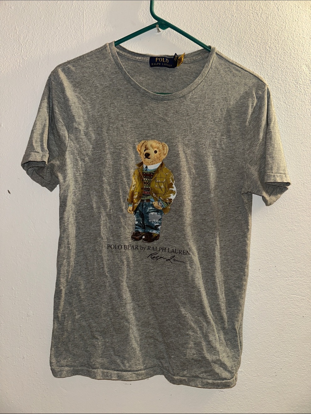Small Polo Bear by Ralph Lauren Tee Grey shirt preowned single stitch